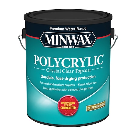 Polycrylic Minwax Polycrylic Semi-Gloss Crystal Clear Water-Based Polyurethane 1 gal 14444000